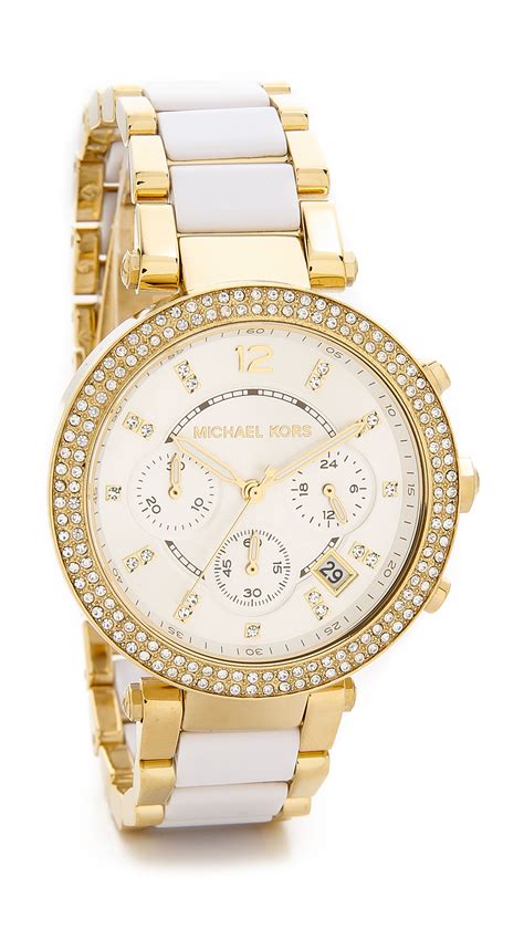 michael kors watch gold with diamonds|michael kors white diamond watch.